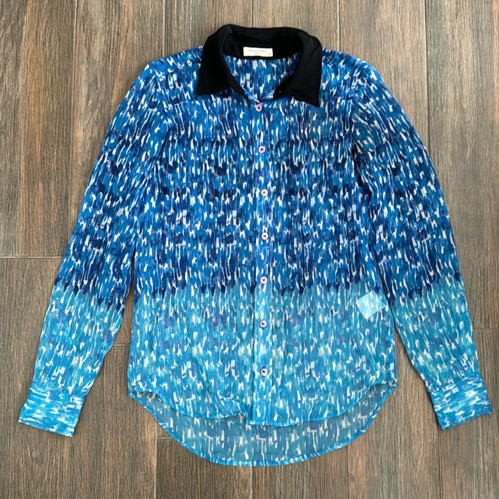Equipment ombre semi sheer silk blouse (blue) vintage